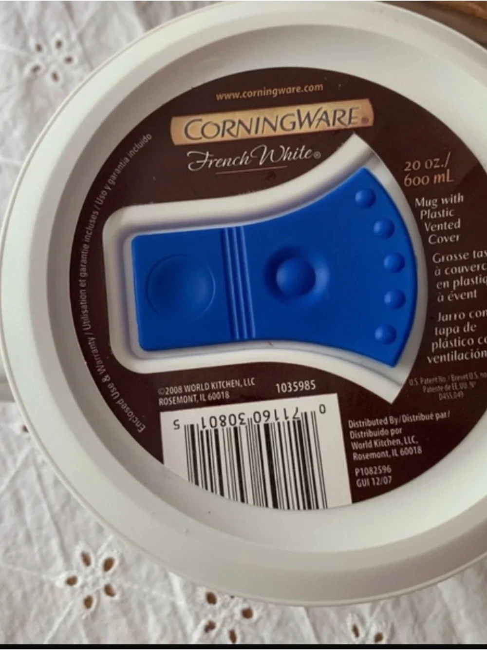 Corningware Mug with Vented Lid
